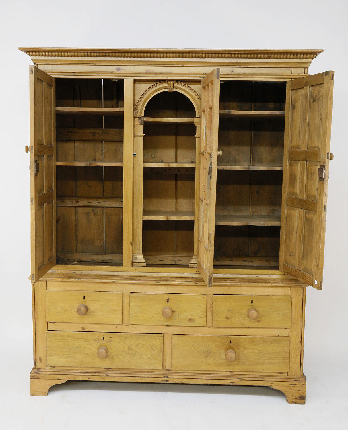 Irish Pine Architectural Breakfront Vintage Irish Pine Two