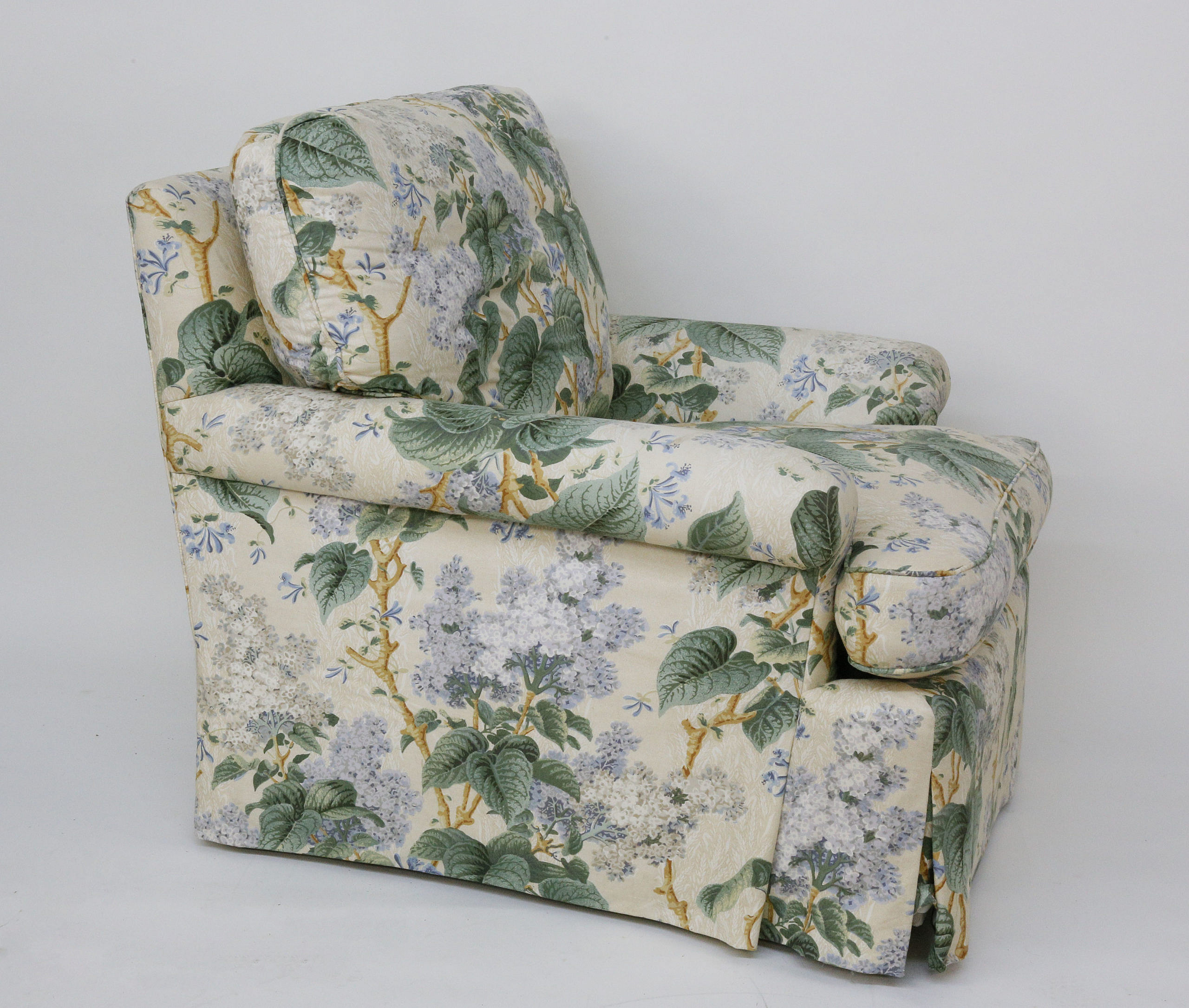 Green Floral Upholstered Armchair Green and Creme Floral Upholstered