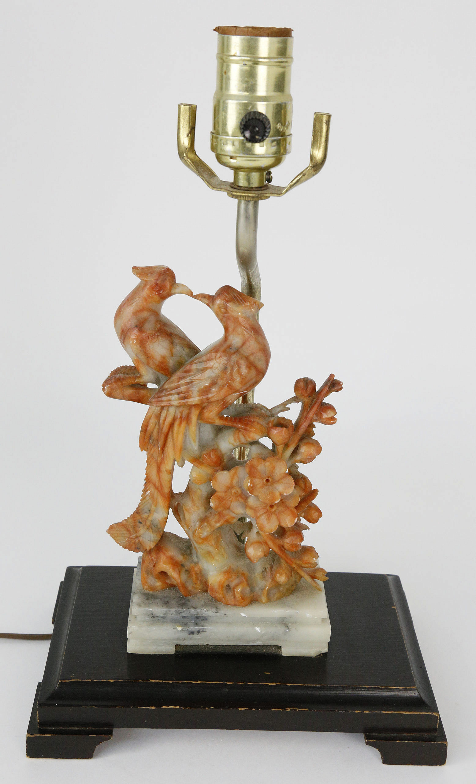 Antique Chinese Soapstone Phoenix Bird Lamp Antique Chinese Soapstone