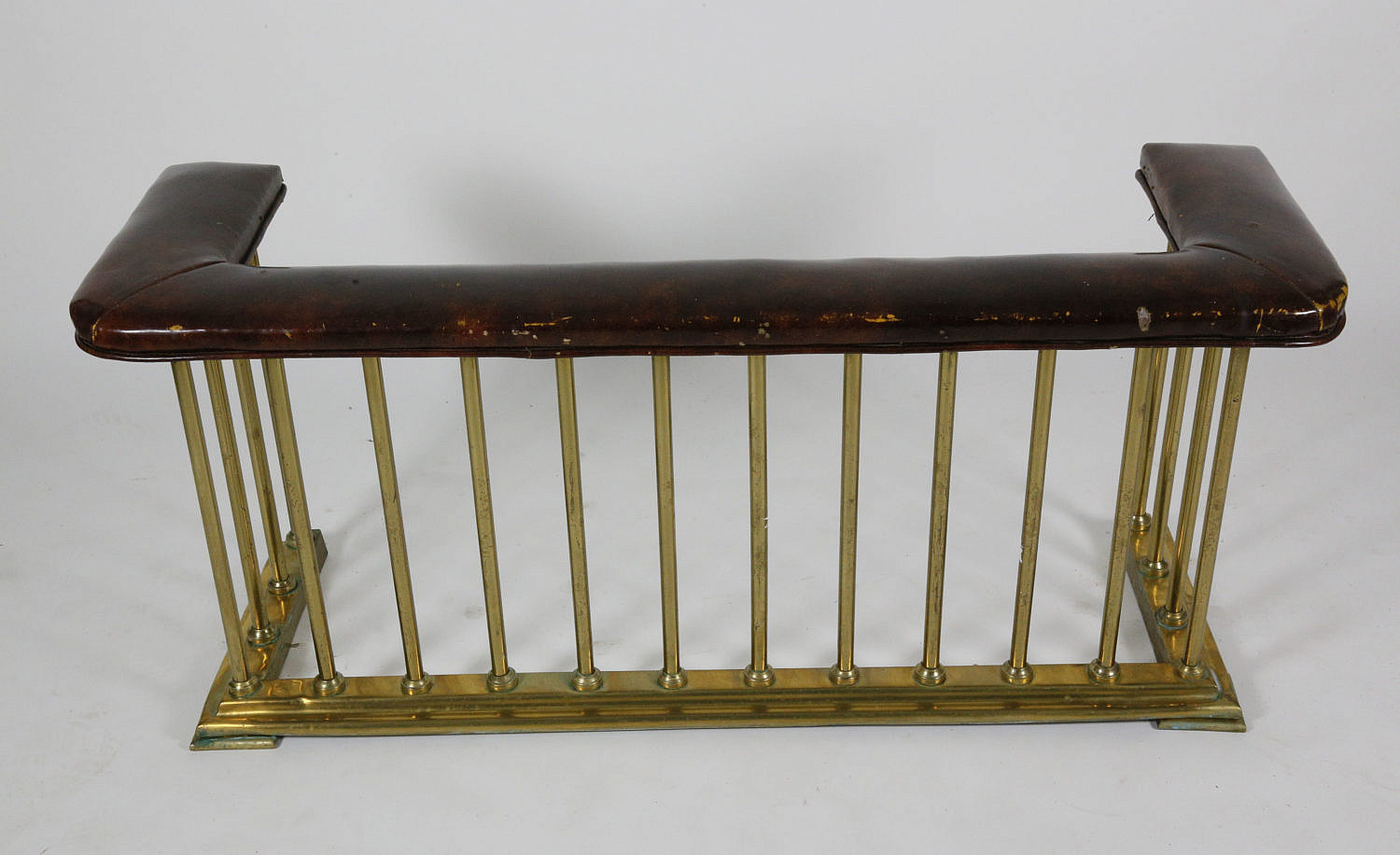 Antique English Brass Club Fireplace Fender Antique English Brass