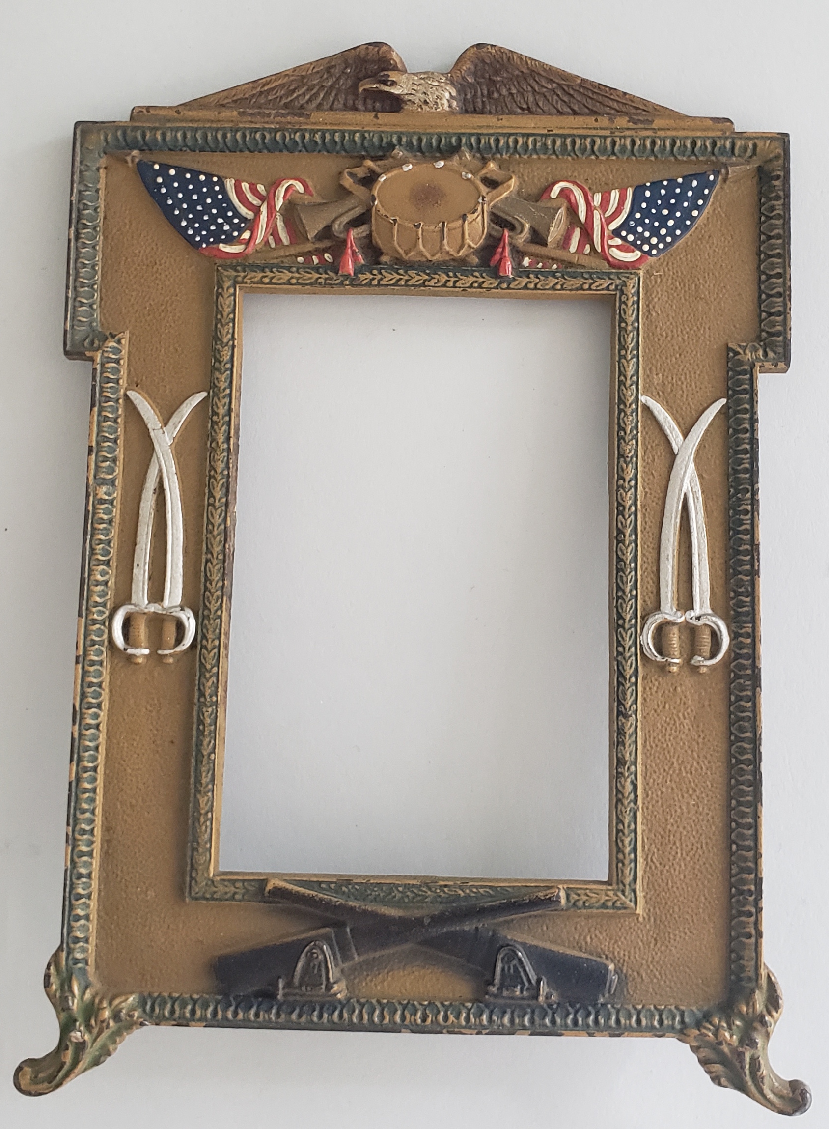United States Military Souvenir Cast Iron Picture Frame Antique